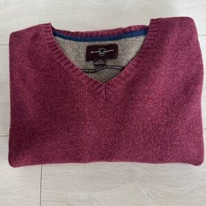 Black Brown 1826 Lambswool Blend V-Neck Sweater Elbow Patches Like New Size L